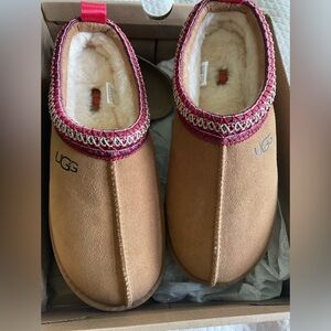 UGG Tan and Red Cozy Slippers